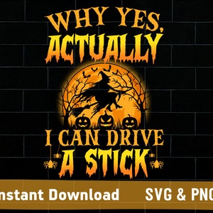 Witch Driving Stick SVG PNG: Halloween Design (Digital Download)