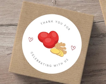 Red Egg & Ginger Thank You Sticker: Chinese 100 Days Celebration (Digital Download)
