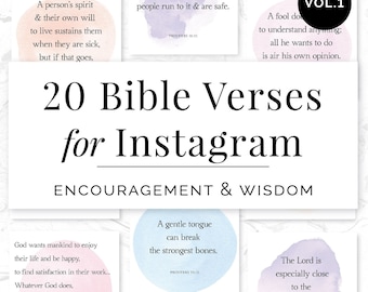 20 Bibel-Vers Instagram-Zitate, Social Media Bereit (PNG, JPG)