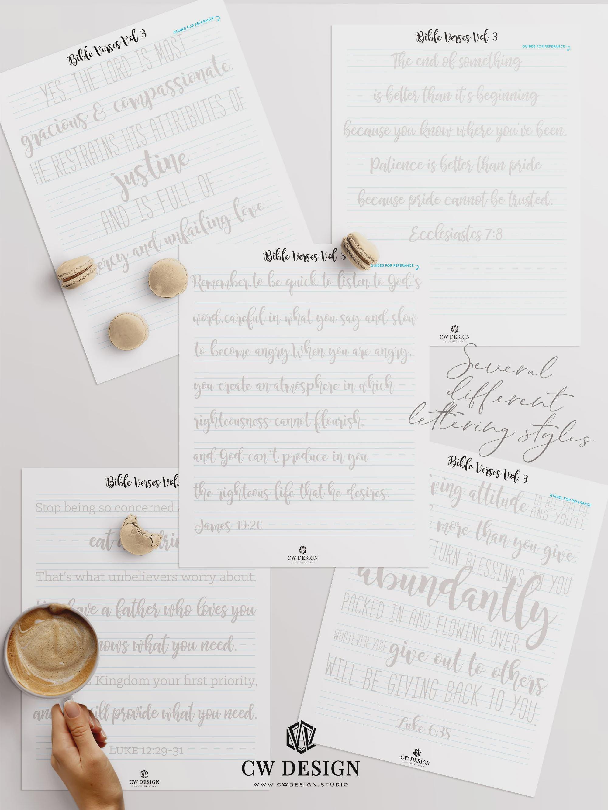 Scripture Hand Lettering Instruction Bible Verse Hand Lettering Practice Sheets (digital Download) - Etsy