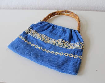 Handle bag, tote bag, vintage, 60s, handmade, embroidered
