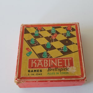 Cabinet, board games, travel game, mill, solitaire, vintage, 1940s