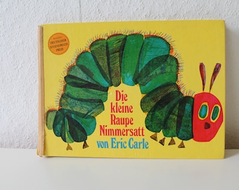 Buch, Bilderbuch, Kinderbuch, Eric Carle, Die kleine Raupe Nimmersatt, vintage, 60-er-Jahre