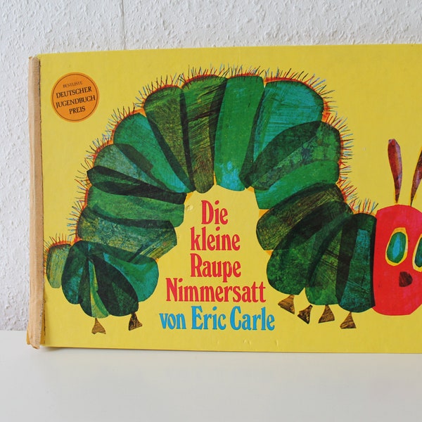 Buch, Bilderbuch, Kinderbuch, Eric Carle, Die kleine Raupe Nimmersatt, vintage, 60-er-Jahre