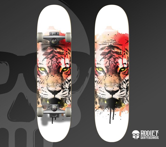 Tiger Skateboard Deck Tiger Art Watercolor Tiger | Etsy UK