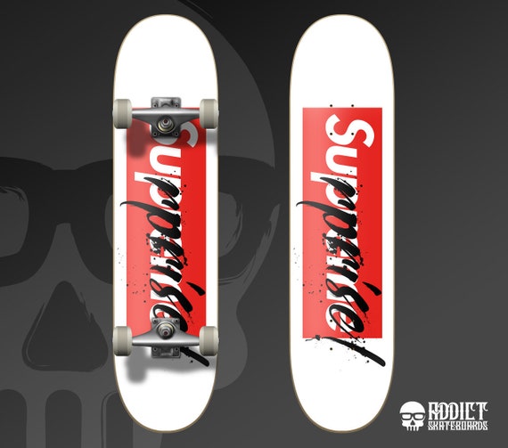Surprise Skateboard Deck Skateboard Design Art Skateboard Art Deck Art Deck Graphic Supreme Black White Red Display