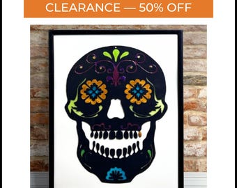 Handcrafted Sugar Skull Day of the Dead Framed Wall Art
