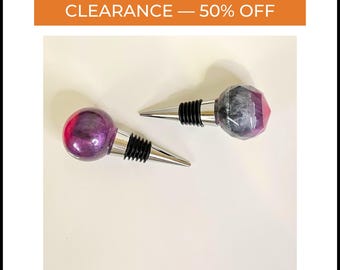 Artisan  Hand-Poured Resin Bottle Stoppers - Set of 2 for Wine & Spirits