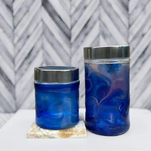 Handmade Resin & Glass Jar with Screw Lid – Unique Small Storage | Decorative Countertop Container | Custom Vanity Accent