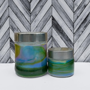 Handmade Resin & Glass Jar with Screw Lid – Unique Small Storage | Decorative Countertop Container | Custom Vanity Accent