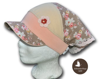 Headscarf with floral charm, size 46-50 cm