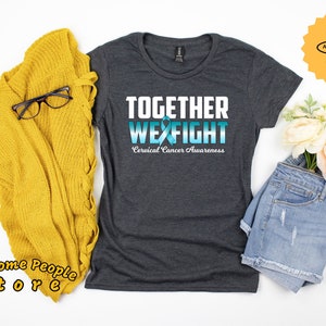 Cervical Cancer Shirt, Ovarian Cancer Support, Cervical Cancer Her Fight Is My Fight Shirt, Teal and White Ribbon, Tank Top, Hoodie