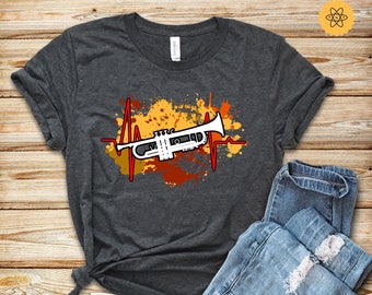 Camisa de trompete, presente de trompete, batimento cardíaco de trompete, camisa, regata, moletom com capuz, camisa de trompetista, presente de banda marcial, professor de trompete, trompete