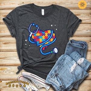 Autism Awareness, Autism Dad, Autism Mom, Stethoscope Shirt, Autism Shirt, Autism Son Shirt, Autism Support, Hoodies, Tank Top