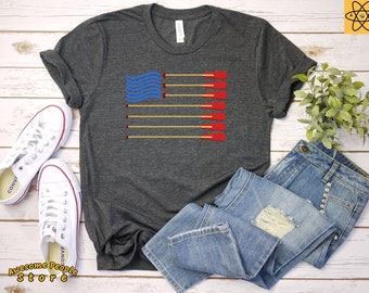 American Flag Crew Rowing Oar Short-Sleeve Unisex T-Shirt / American Flag Shirt / Cute American Flag