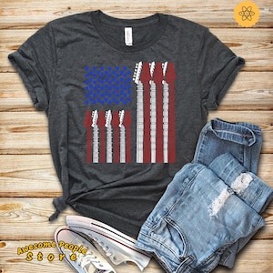 USA Flag Guitar Shirt, Guitarist Shirt, USA Flag Guitar Gift, Guitar Player Pick T-Shirt, Guitar Shirt, American Guitar Gift, Musician, Tank
