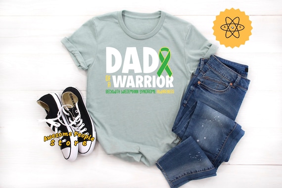 Dad Of A Warrior, Beckwith Wiedemann Syndrome, Beckwith Awareness, Yellow Green Ribbon, Black Ribbon, Beckwith Ribbon, Unisex Tee