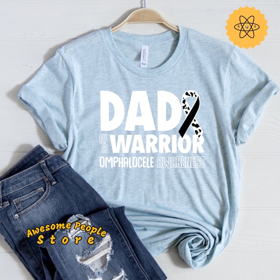 Dad Of A Warrior, Omphalocele Syndrome, Omphalocele Awareness, Black White Ribbon, Black Ribbon, Omphalocele Ribbon, Unisex Tee, Dad