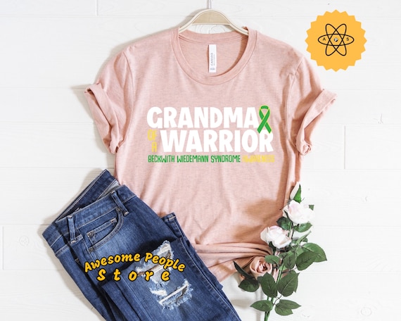 Grandma Of A Warrior, Beckwith Wiedemann Syndrome, Beckwith Awareness, Yellow Green Ribbon, Black Ribbon, Beckwith Ribbon, Unisex Tee