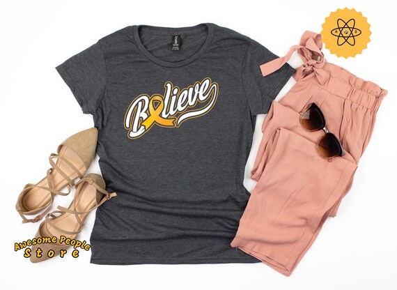 Believe Shirt, Childhood Cancer, Gold Ribbon, Childhood Cancer Awareness, Tank Top, Hoodie, Childhood Cancer Survivor, Kid Cancer Shirt