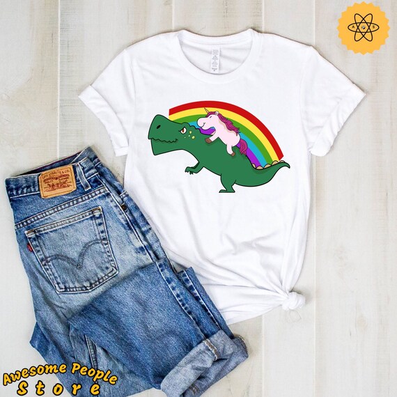 Unicorn Dinosaur Shirt, Unicorn Shirt, Unicorn Gifts, Unicorn Riding T-Rex, Funny Unicorn, Tyrannosaurus Rex Shirt, Unicorn Print, T Rex