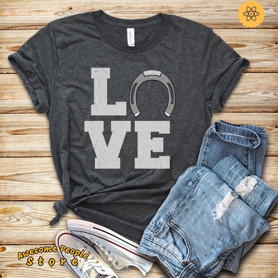 Horse Lover T Shirt Gift for Women, Equestrian Love Heart T-shirt For Mom, Daughter, Teen Girl, Female Birthday Clothing Idea For Her, Mom