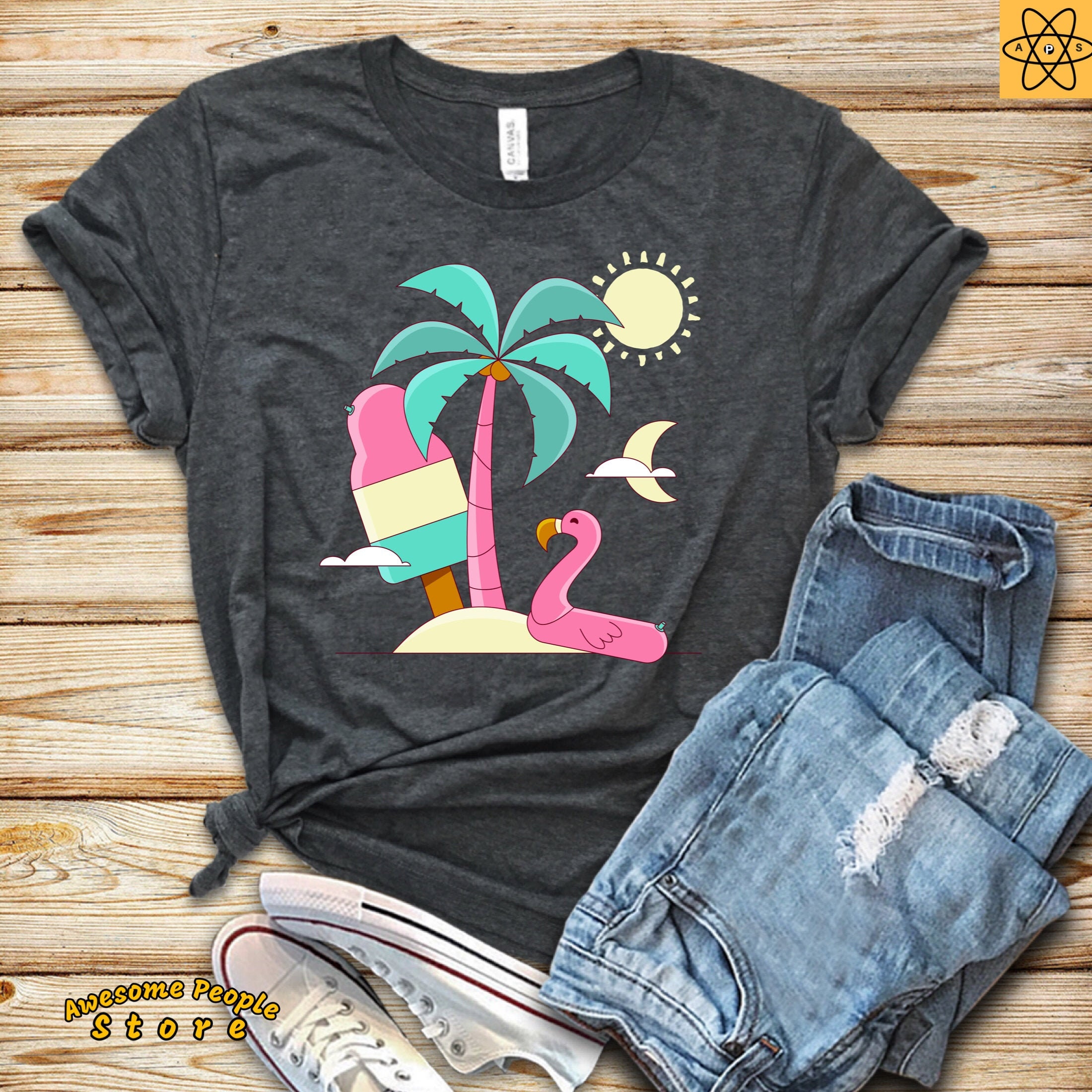 Beach shirt palm tree sunset graphic tee mens printed sell wellcoda ocean yourself