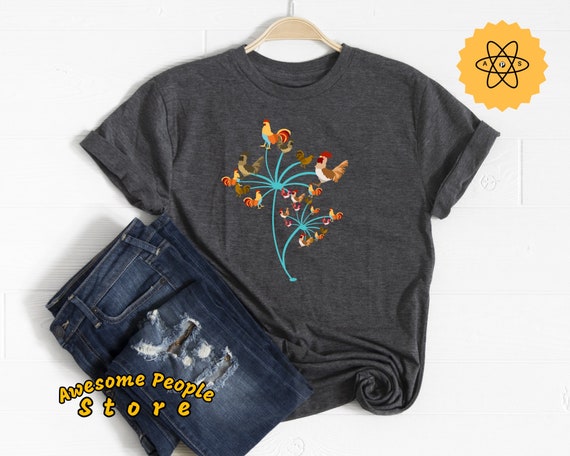 Chicken Shirt, Chicken Farm Shirt, Chicken T Shirt, Roses and Chicken Shirt, Chicken Dandelion, Funny Farmhouse Shirt, Chicken Lover Shirt