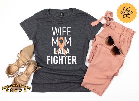 Uterine Cancer Wife Lala Fighter / Uterine Cancer Awareness Shirt / Endometrial Cancer Gift / Peach Ribbon T-shirt / Wife Mom Lala Fighter