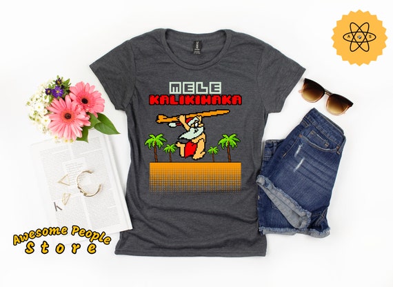 Hawaiian Merry Christmas Shirt / Mele Kalikimaka Hawaiian Santa Shirt / Ugly Christmas Shirt / Racerback Shirt / Funny Ugly Christmas