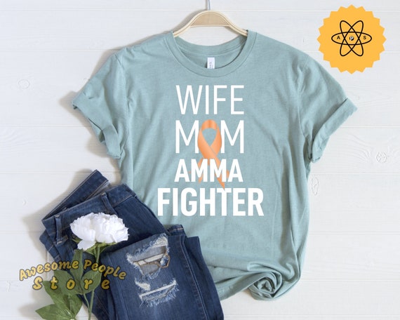 Uterine Cancer Mom Amma Fighter / Uterine Cancer Awareness Shirt / Endometrial Cancer Gift / Peach Ribbon T-shirt / Mom Grandma Fighter