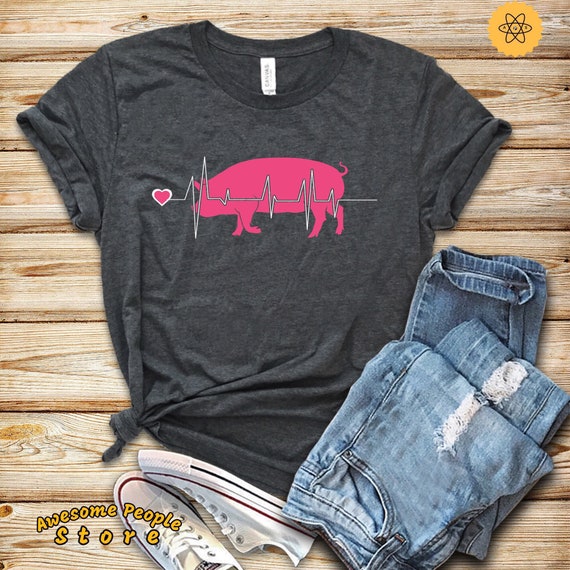 Pig Mom Shirt, Pig Shirt, Pig Heartbeat, Pig Gift Shirt, Mom Shirt, Pig Lovers Gift, Pig EKG Shirt, Sweatshirt, Hoodies, Gift For Her, Pig