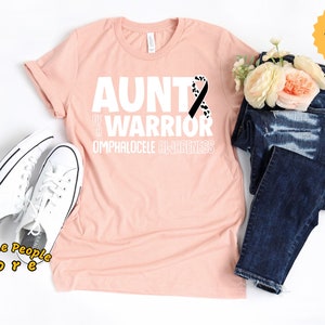 Aunt Of A Warrior, Omphalocele Syndrome, Omphalocele Awareness, Black White Ribbon, Black Ribbon, Omphalocele Ribbon, Unisex Tee