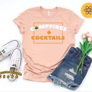 Campfire and Cocktails, Hike T-Shirt, Camping Shirt, Hiker Gift, Hiking Shirt, Outdoor Gift, Hiking Gift, Hiking Lover, Gift For Mom