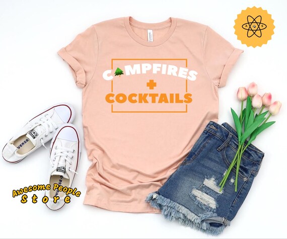 Campfire and Cocktails, Hike T-Shirt, Camping Shirt, Hiker Gift, Hiking Shirt, Outdoor Gift, Hiking Gift, Hiking Lover, Gift For Mom