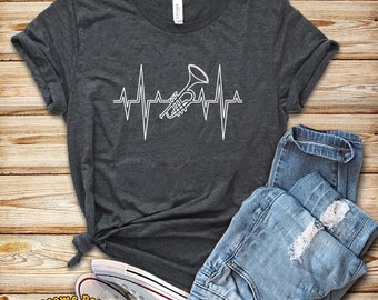 Camisa de trompete, presente de trompete, batimento cardíaco de trompete, camisa, regata, moletom com capuz, camisa de trompetista, presente de banda marcial, professor de trompete, trompete