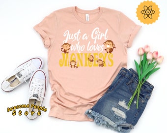 Monkey Tee, Girl Loves Monkey, Love Monkeys A Girl, Tank Top, Monkey Shirt, Zookeeper Shirt, Zoo Animal, Jungle Animal Shirt, Monkey Lover