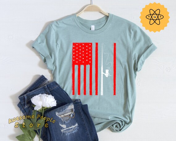 American Flag Fishing, Fishing Shirt, Gifts For Men, USA Fishing Tshirt, Fisherman Gift, Fishing, Fishing Tees, Womens Tee, USA Fisherman