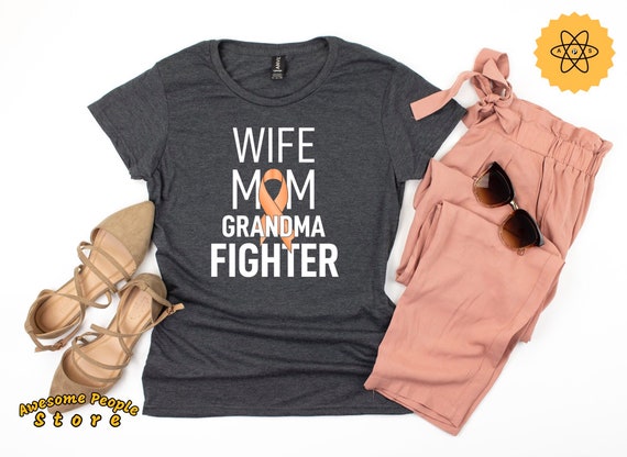 Uterine Cancer Wife Mom Fighter / Uterine Cancer Awareness Shirt / Endometrial Cancer Gift / Peach Ribbon T-shirt / Wife Mom Grandma Fighter