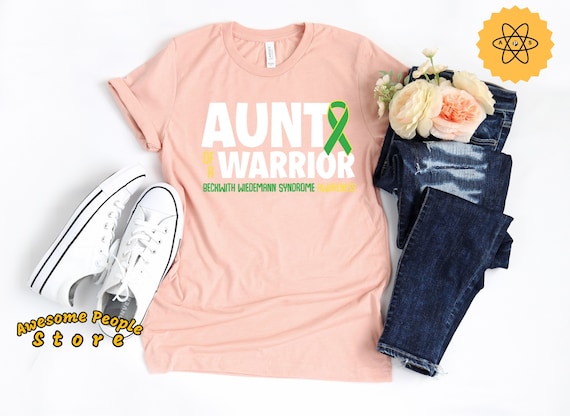 Aunt Of A Warrior, Beckwith Wiedemann Syndrome, Beckwith Awareness, Yellow Green Ribbon, Black Ribbon, Beckwith Ribbon, Unisex Tee