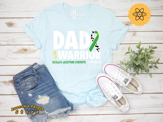 Dad Of A Warrior, Beckwith Wiedemann Syndrome, Omphalocele Awareness, Yellow Green Ribbon, Black Ribbon, Omphalocele Ribbon, Unisex Tee