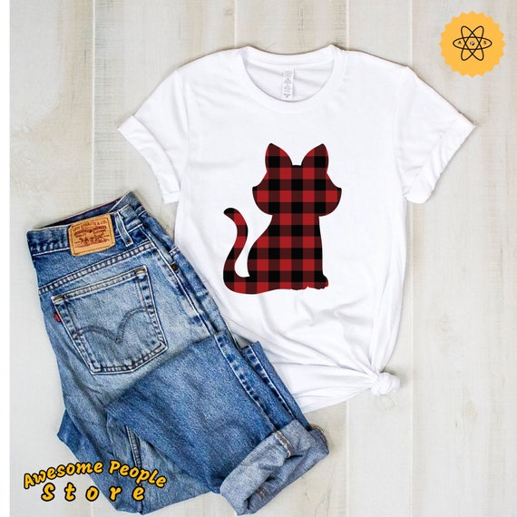 Cat Lover Shirt, Cat Mom Shirt, Cat Buffalo Plaid Shirt,  Cat Lady Gift, Crazy Cat Lady, Cat Lover Gift, Cat Mom Gift, Funny Cat Shirt