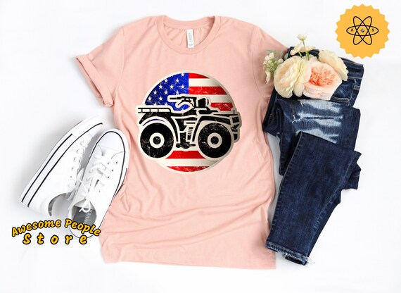 ATV Shirt, Silhouette American USA Flag Quad Atv Gift, Unisex T-Shirt, Dirty Bike, Atv Owner Shirt, American Flag Motocross, USA Atv