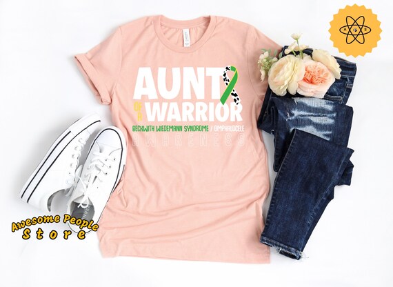 Aunt Of A Warrior, Beckwith Wiedemann Syndrome, Omphalocele Awareness, Yellow Green Ribbon, Black Ribbon, Omphalocele Ribbon, Unisex Tee