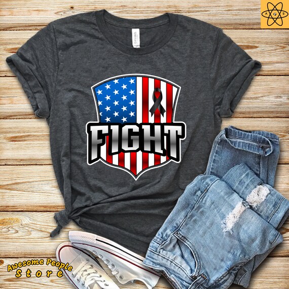 Melanoma Cancer Fight Flag / Melanoma Cancer Awareness Shirt / Melanoma Cancer Survivor / Black Ribbon T-shirt / Shirt / Tank Top / Hoodie