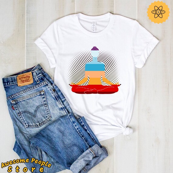 Chakras Shirt, Yoga Shirt, Yoga Position, Lotus Position, Meditation Shirt, Chakra Shirt, Yoga T Shirt, Yoga Top, Yoga Clothes, Yoga Teacher