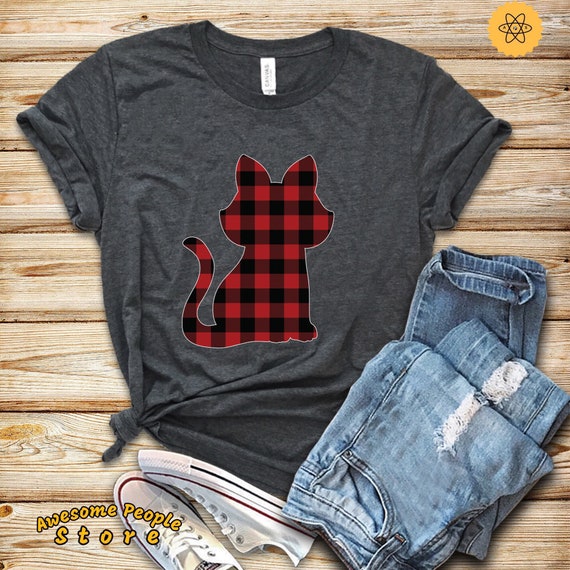 Cat Lover Shirt, Cat Mom Shirt, Cat Buffalo Plaid Shirt,  Cat Lady Gift, Crazy Cat Lady, Cat Lover Gift, Cat Mom Gift, Funny Cat Shirt