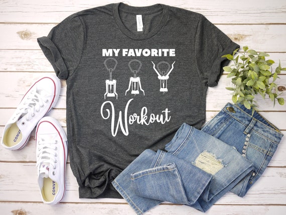 Funny Wine Shirt, Wine Lover Gift, Corkscrew My Favorite Workout T-shirt, Funny Wine Tee, Wine Workout Tshirt, Pink Funny Corkscrew Shirt