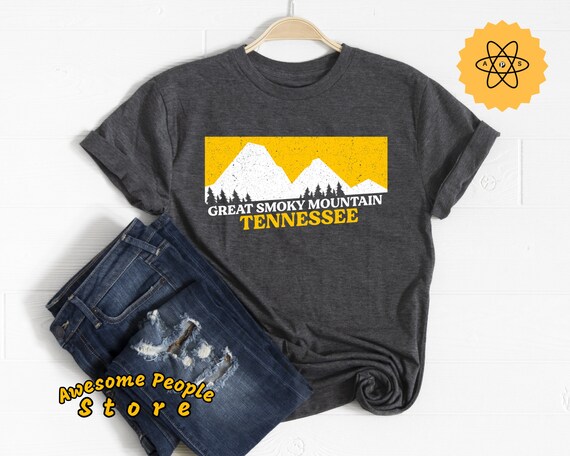 Great Smoky Mountains T Shirt, Smokey Bluegrass, Grizzly Bear, Vintage Graphic For Men Women Kids, Hiking Shirt, Camping Tee National Park