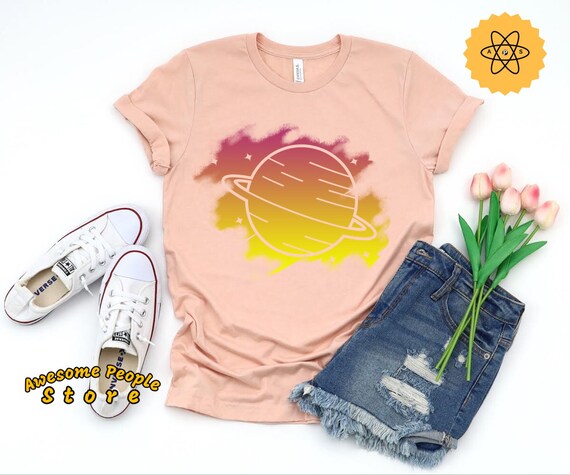 Neon Saturn T Shirt, Planet Saturn Shirt, Vintage Solar System, Solar System, Universe, Science Teacher, Astronaut, Astrology, Astronomy